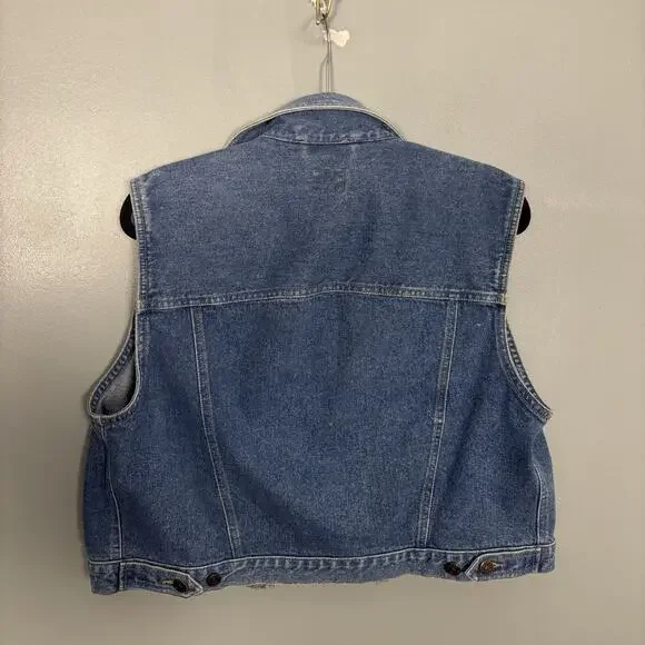 Vintage 90’s LIZ WEAR Women’s Denim Jacket Vest Small 100% Cotton Alt Punk Core - Picture 2 of 7